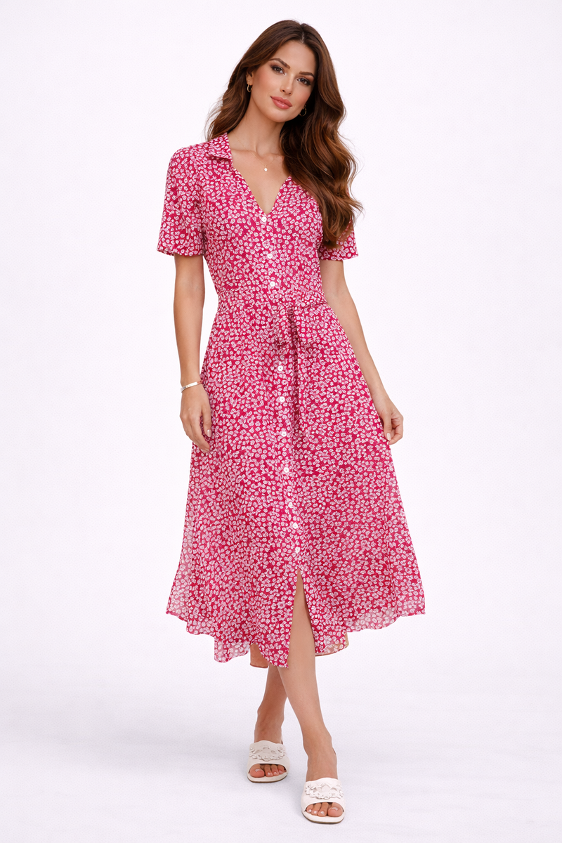 Vestido Floral Ligero con Botones