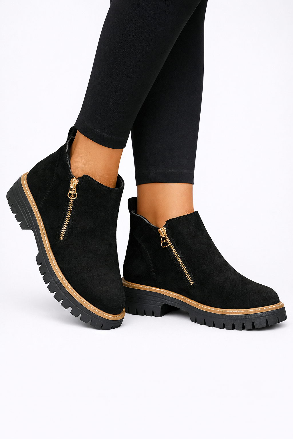 Botines tobilleras con cremallera y suela track