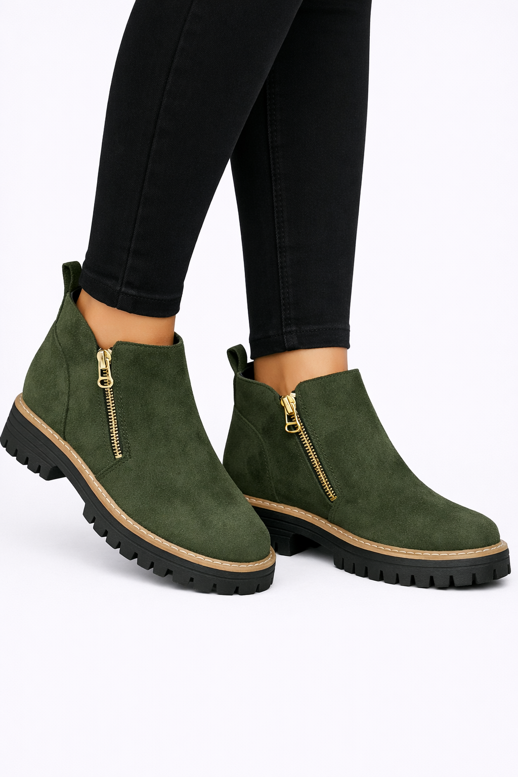 Botines tobilleras con cremallera y suela track