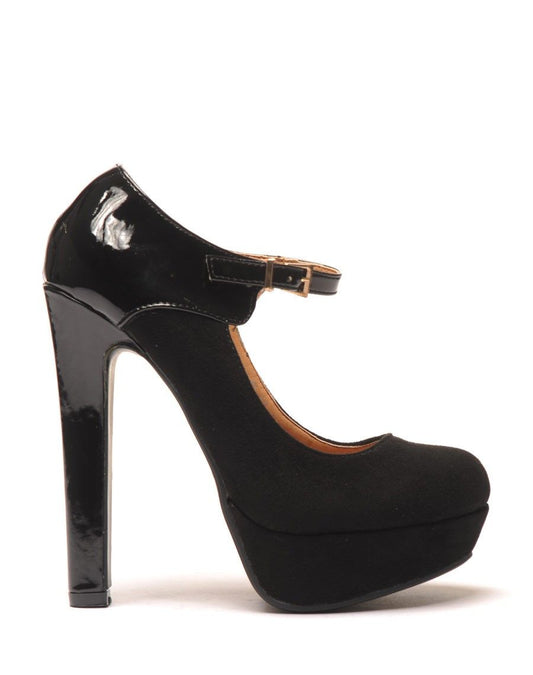 Merceditas negras de tacón alto con plataforma