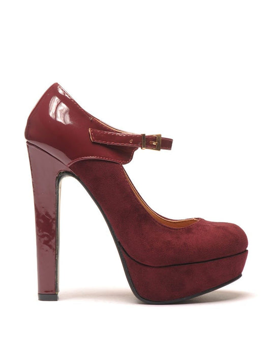 Merceditas rojas de tacón alto con plataforma